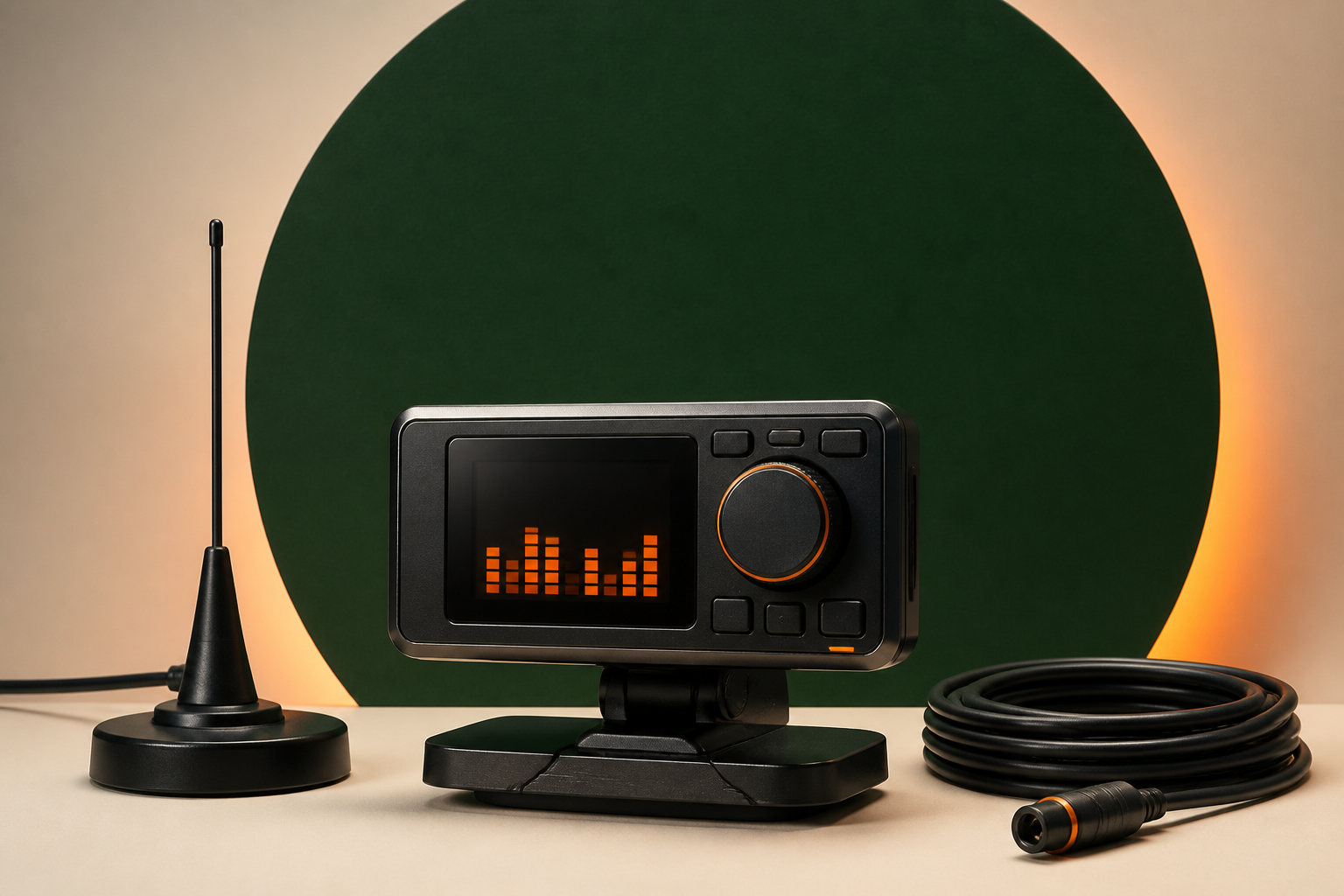 Unbranded satellite radio receiver, antenna, dock, and cable